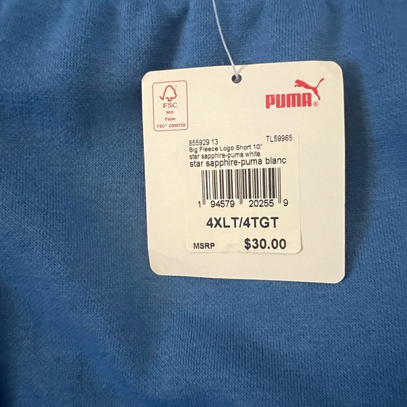 Puma Big Fleece Logo Short 10"-Size 4XL Tall - Picture 4 of 8